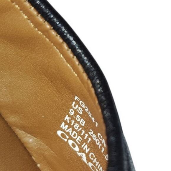 Coach ChelseaCap Toe Ballet Flats Black Gold Logo Slip On Shoes Womens 9.5 - Picture 6 of 7